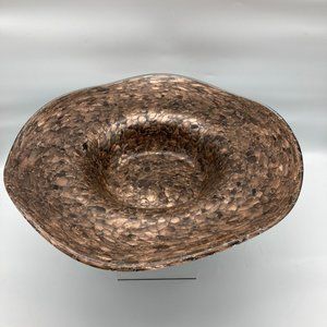 Large DALE TIFFANY Art Glass - Brown and Copper Gold Sparkle MCM Bowl- 15" D